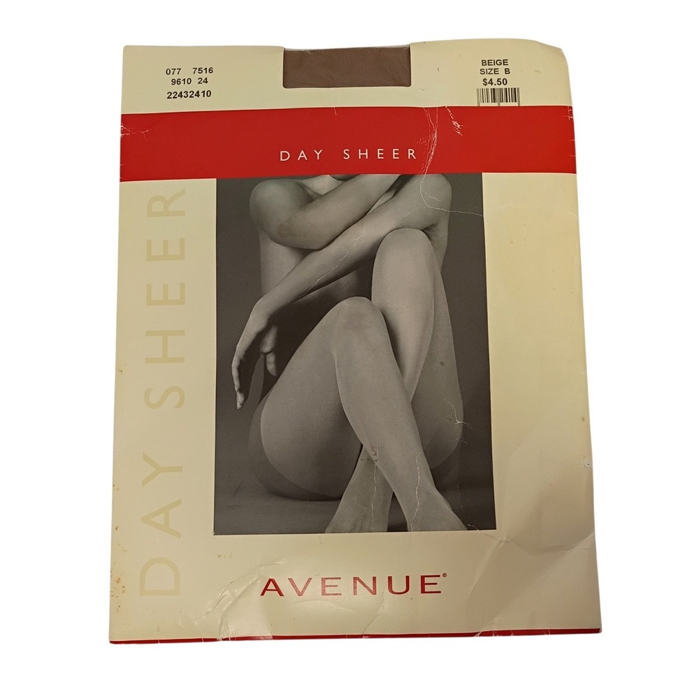 Vtg Avenue Day Sheer Beige Size Bโ Pantyhose Hosiery Made in USA NEW DEADSTOCK